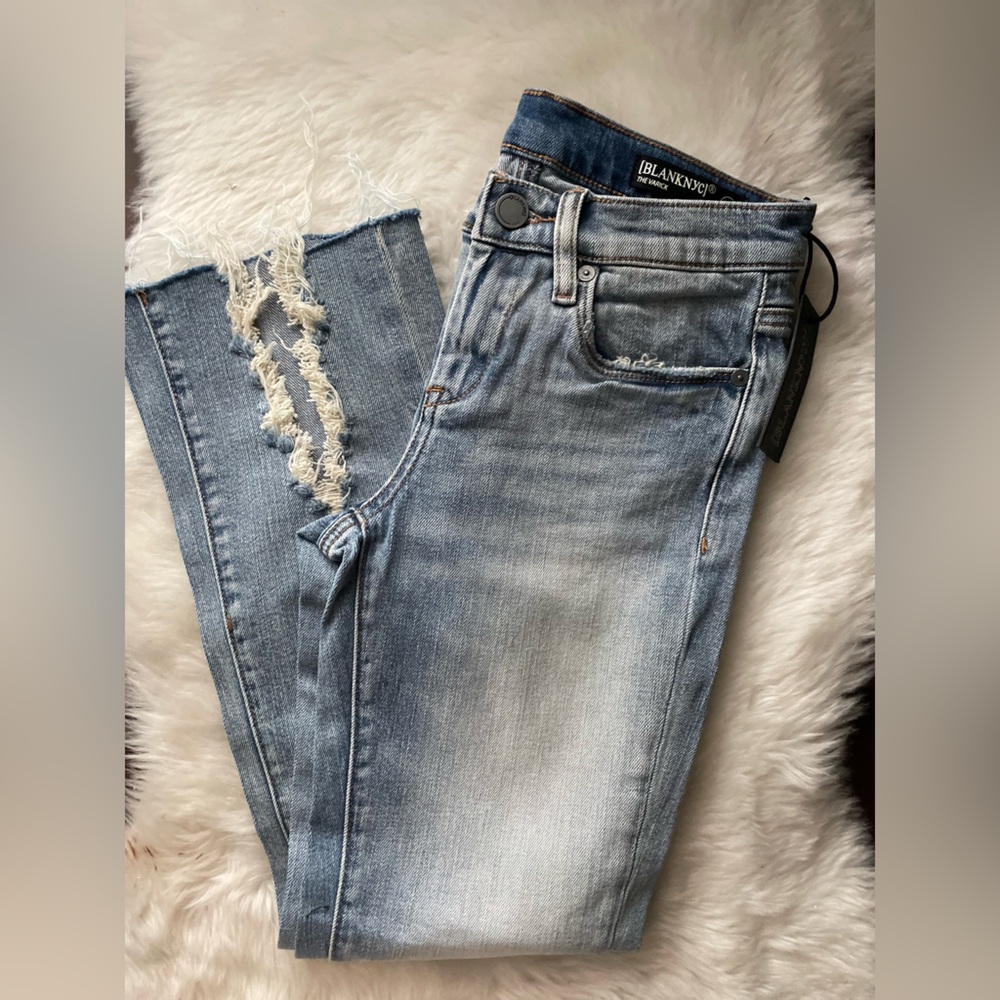 New! Blank NYC Blue Ankle Cropped Distressed Jeans
